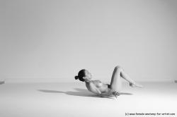 Nude Gymnastic poses Woman White Moving poses Slim long brown Dynamic poses Pinup